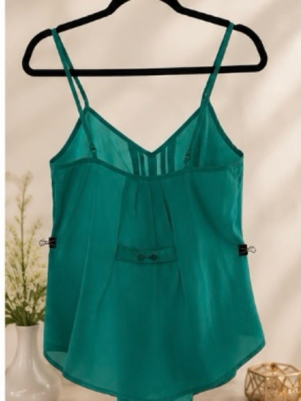 Papaya Teal and Black Pleated Spaghetti Strap Camisoles - Picture 3 of 5